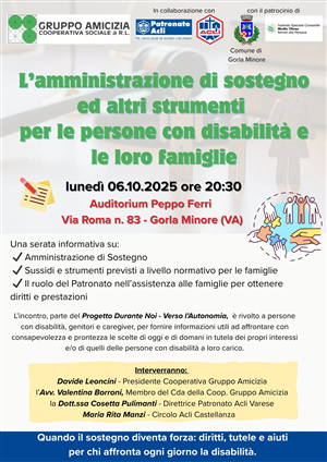 L'amministrazione di sostegno e altri strumenti per persone con disabilità e le loro famiglie